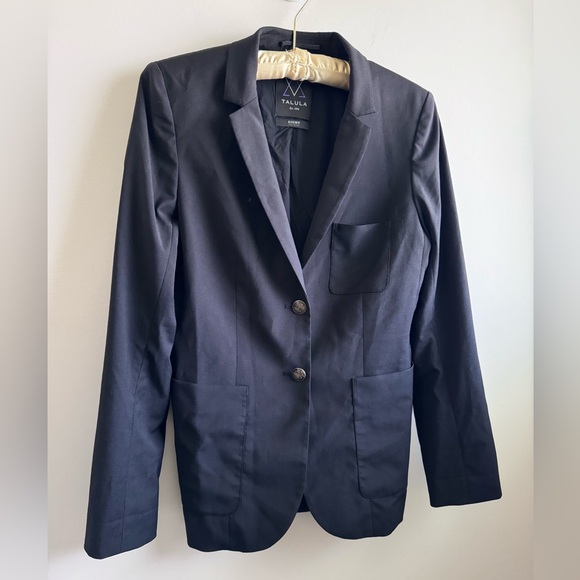 ARITZIA TALULA Exeter Boyfriend Blazer Wool Blend Jacket Black, size 8 - Picture 4 of 13